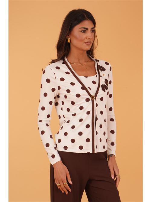 Cardigan pois in viscosa elastica GM by Gai Mattiolo | GM3704BURRO/MORO
